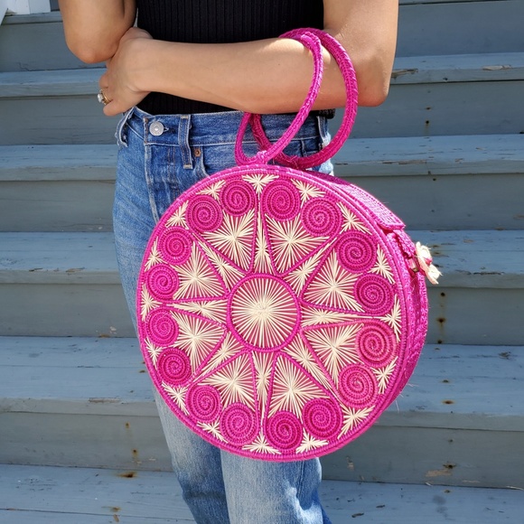 Made by the same artisans of Silvia Tcherassi bags Handbags - Large Fushia Bag Handmade Iraca Palm